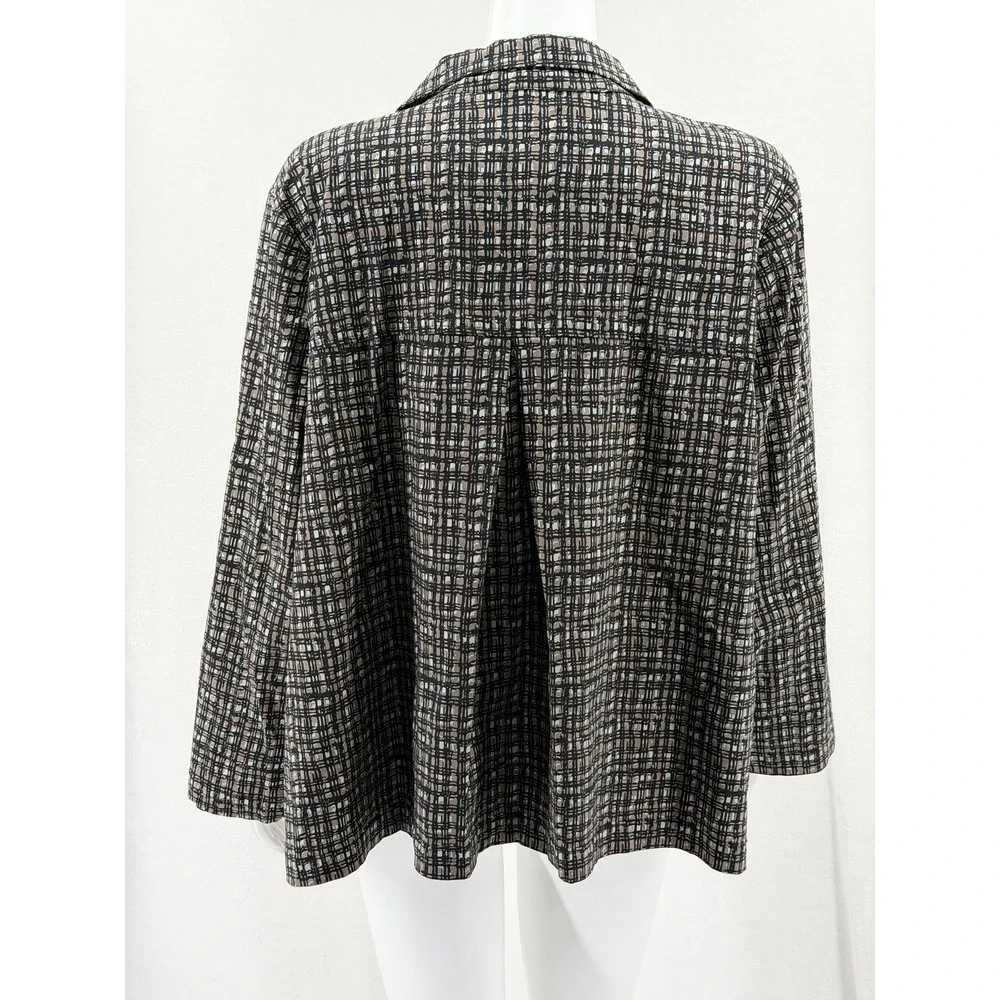 Habitat Jacket Womens XXL Black Abstract Check Lagenlook Artsy Stretch Relaxed